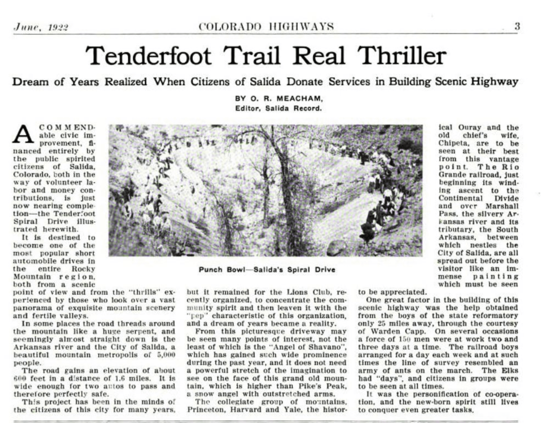 Tenderfoot Trail Real Thriller Colorado Highways June 1922