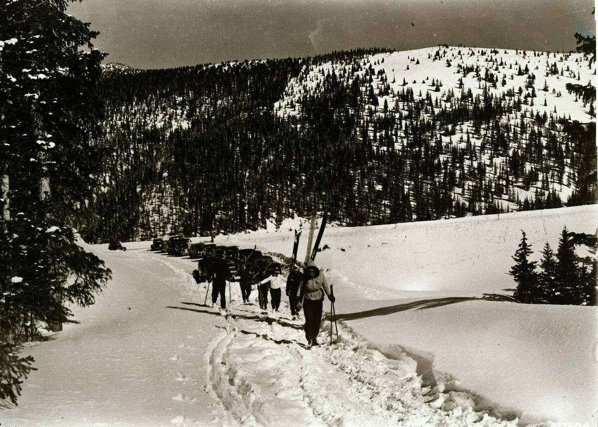 Monarch Ski Area and Monarch Ridge with Skiers