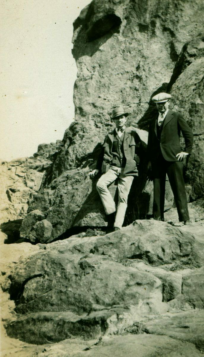 Two gentlemen possibly at the Royal Gorge April 2 1928.RAlbrightColl